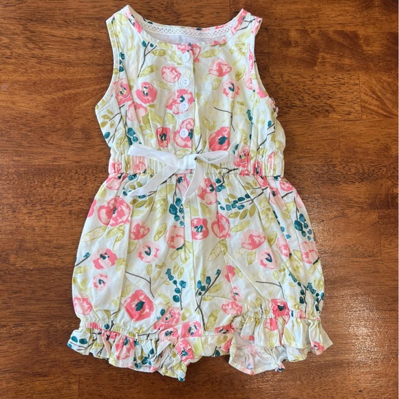 Sweethoney green pink floral romper size 18 months